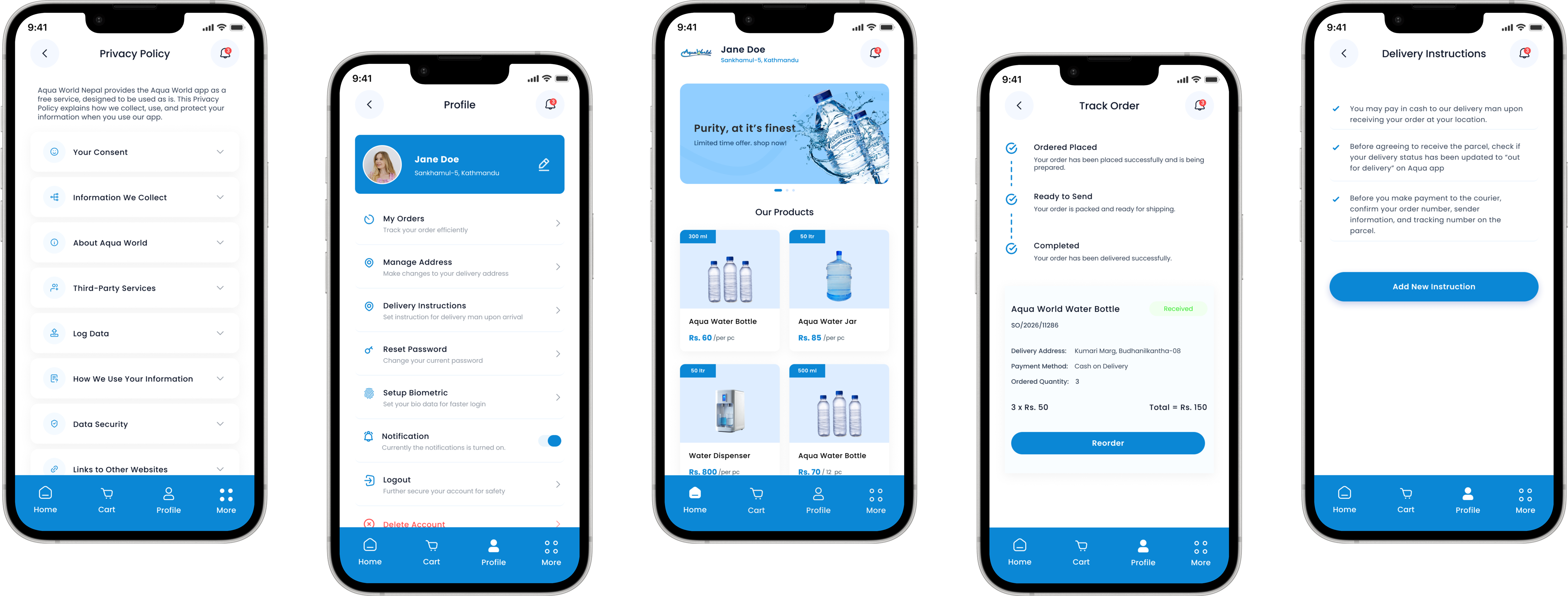 AquaWorld App Screens
